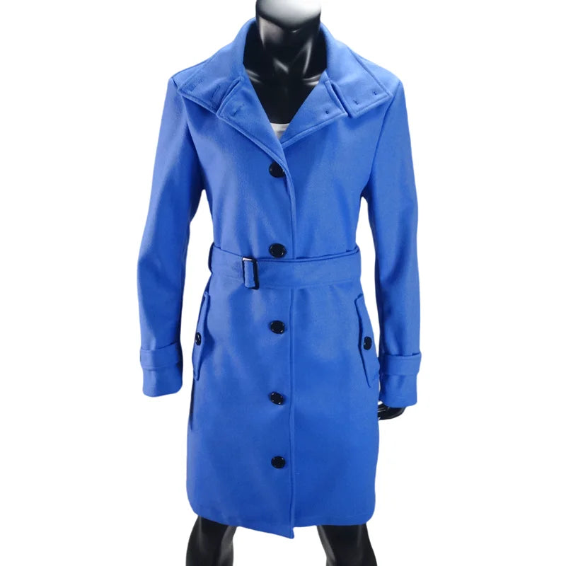 Wool Blend Women's Coat Outerwears Winter Warm Female Jackets Single Breasted Turn-down Collar Long Women's Clothes