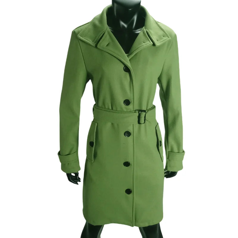 Wool Blend Women's Coat Outerwears Winter Warm Female Jackets Single Breasted Turn-down Collar Long Women's Clothes