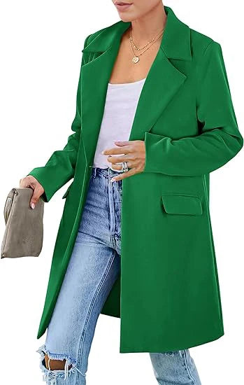 Woolen Ladies Jackets Lapel Trench Coat Autumn One Button Street Coats Fashion Women's Clothing