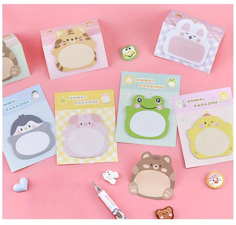 A Set of 8 Books with 20 Sheets Each,Totaling 160 Sheets,Featuring Cute and Fun Cartoon Animal Designs,for Messages, Reminders