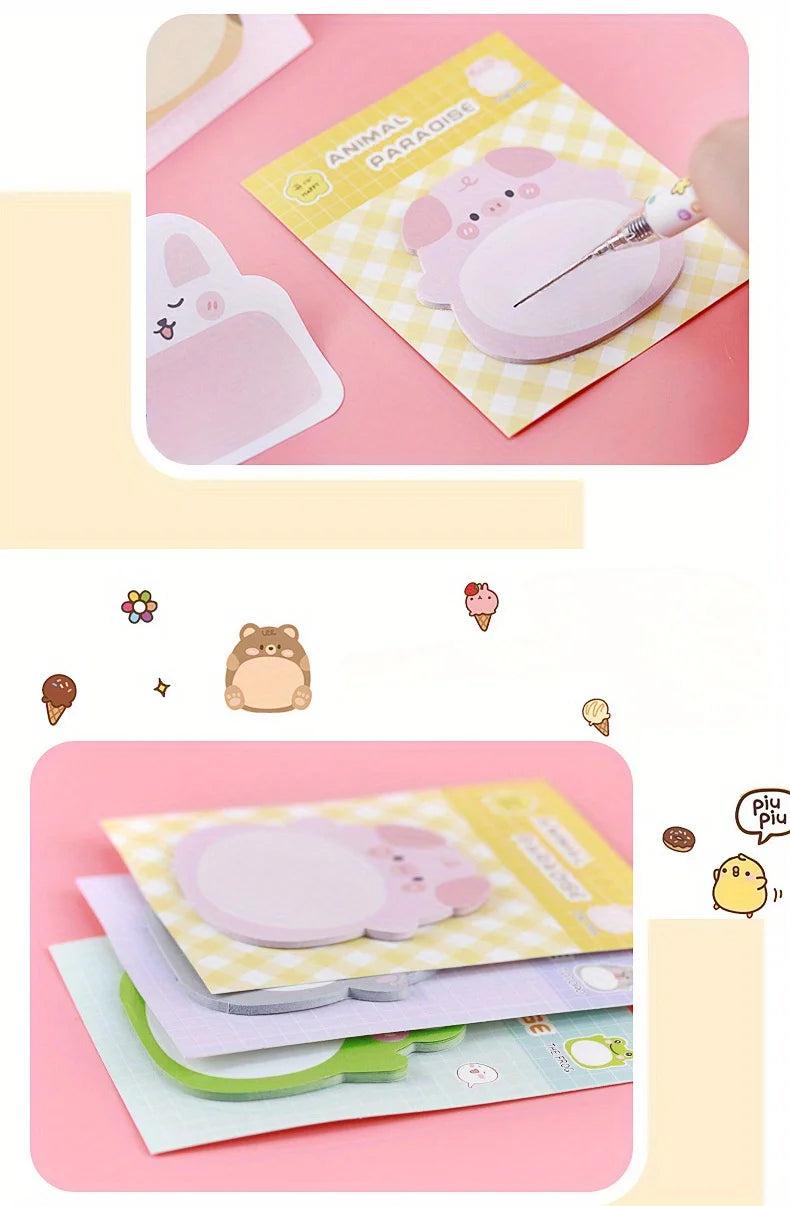 A Set of 8 Books with 20 Sheets Each,Totaling 160 Sheets,Featuring Cute and Fun Cartoon Animal Designs,for Messages, Reminders