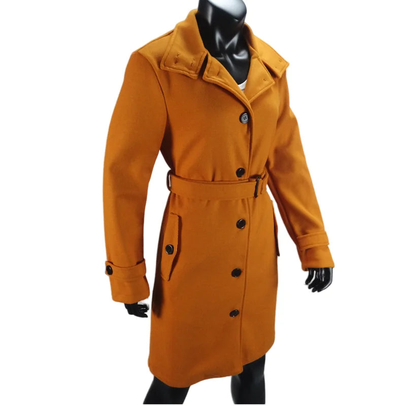 Wool Blend Women's Coat Outerwears Winter Warm Female Jackets Single Breasted Turn-down Collar Long Women's Clothes