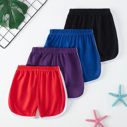 1/4Pcs Children's Summer Quick-drying Solid Color Sports Hot Pants Boys And Girls Leisure Sports Comfortable Elastic Waist Short