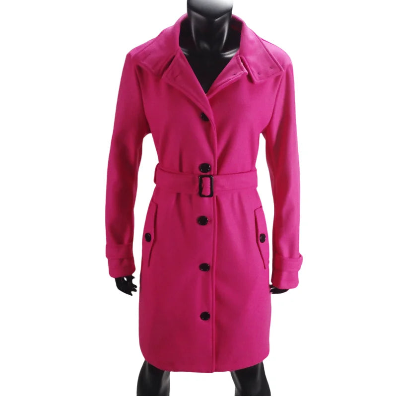 Wool Blend Women's Coat Outerwears Winter Warm Female Jackets Single Breasted Turn-down Collar Long Women's Clothes