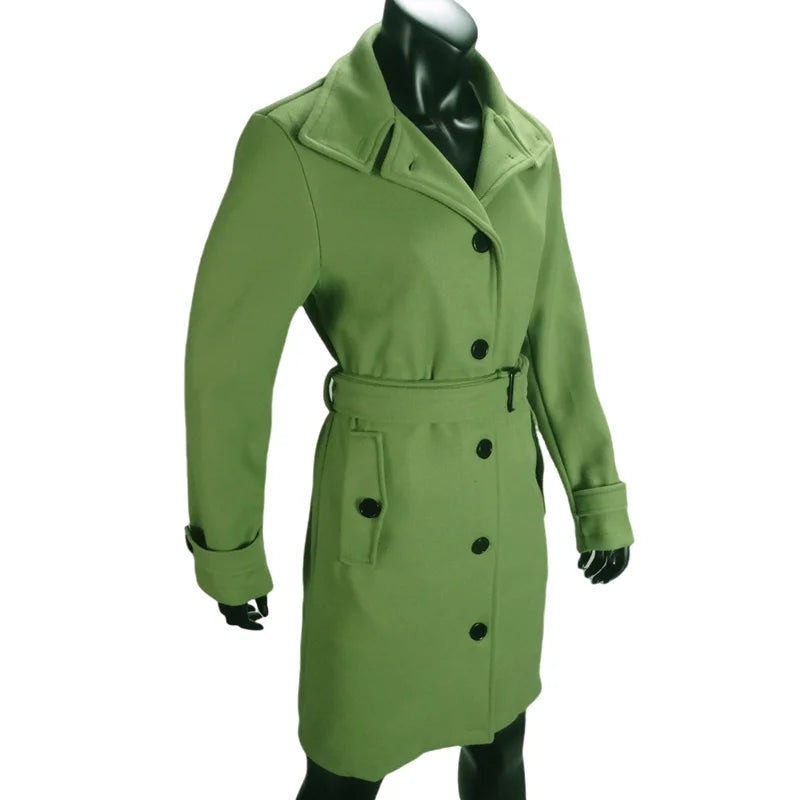 Wool Blend Women's Coat Outerwears Winter Warm Female Jackets Single Breasted Turn-down Collar Long Women's Clothes