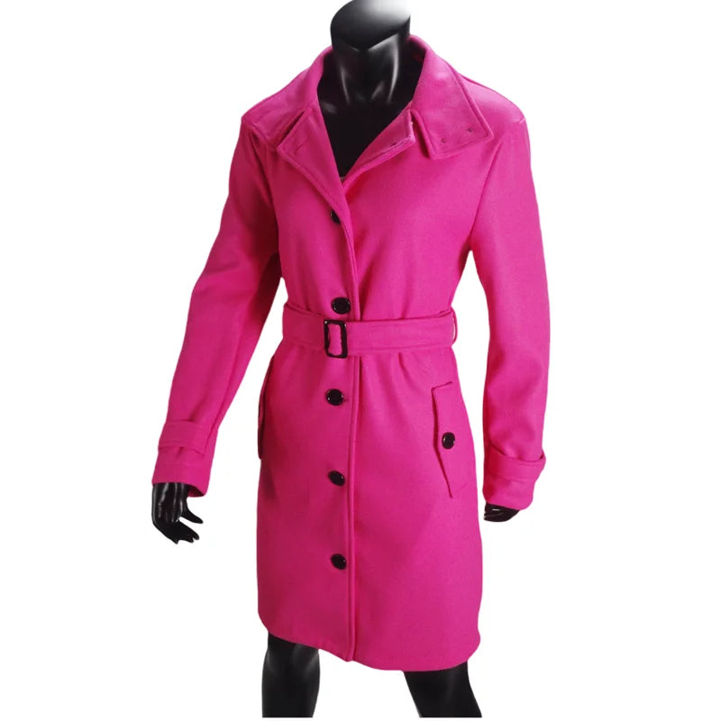 Wool Blend Women's Coat Outerwears Winter Warm Female Jackets Single Breasted Turn-down Collar Long Women's Clothes