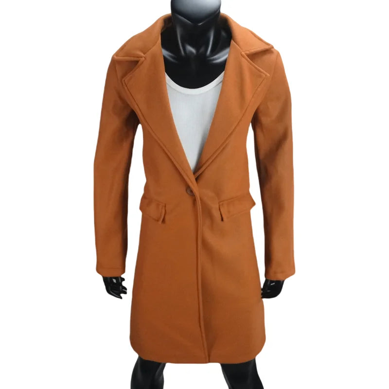Woolen Ladies Jackets Lapel Trench Coat Autumn One Button Street Coats Fashion Women's Clothing