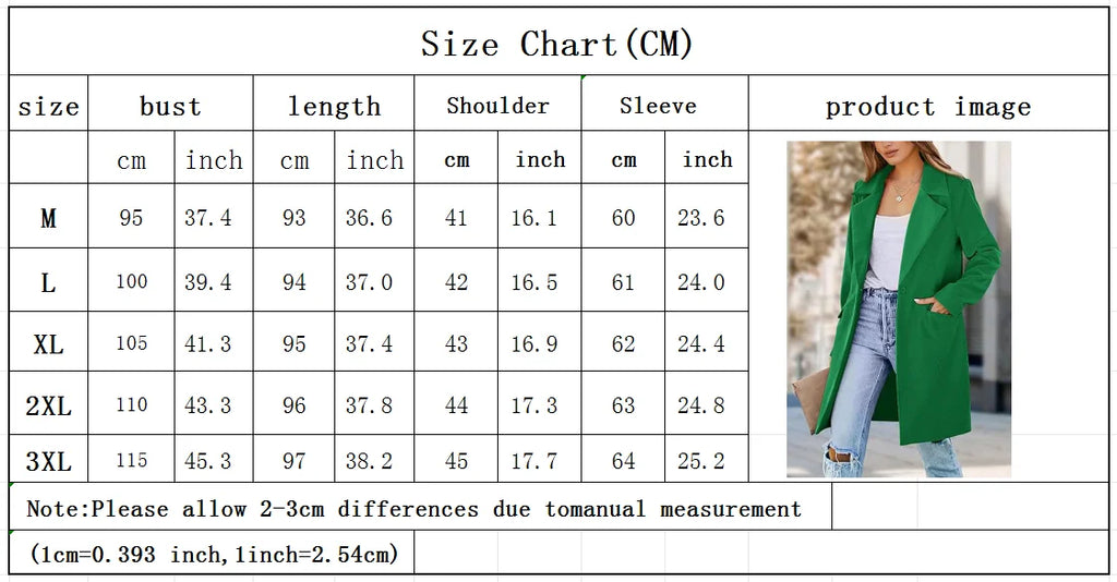 Woolen Ladies Jackets Lapel Trench Coat Autumn One Button Street Coats Fashion Women's Clothing