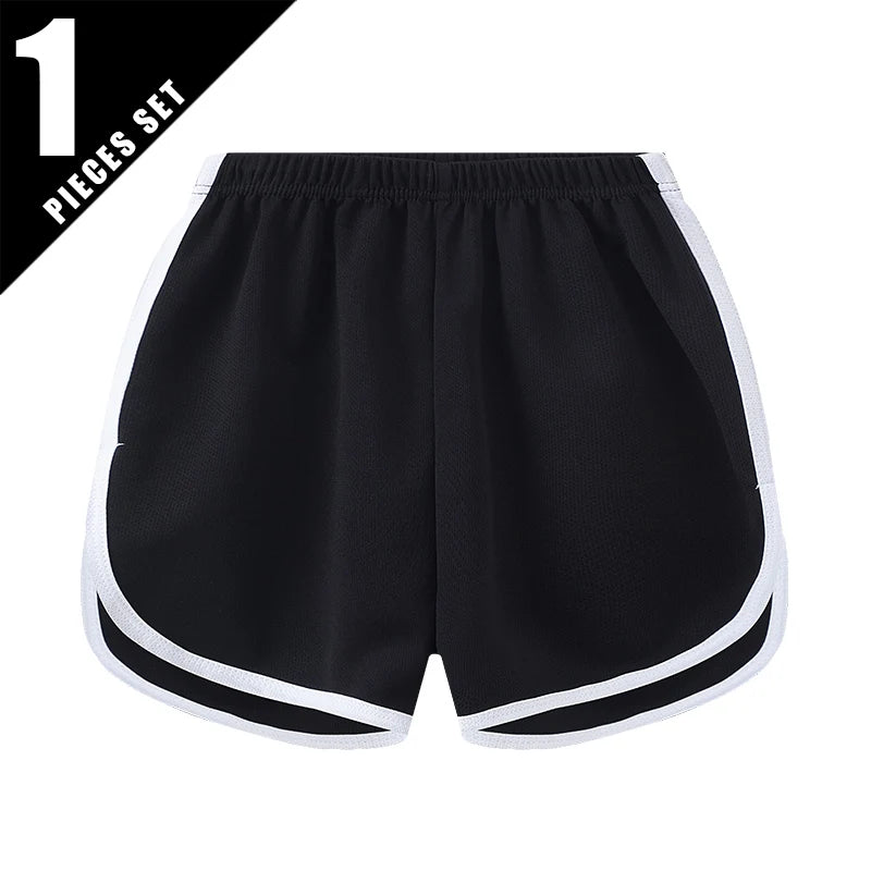 1/4Pcs Children's Summer Quick-drying Solid Color Sports Hot Pants Boys And Girls Leisure Sports Comfortable Elastic Waist Short