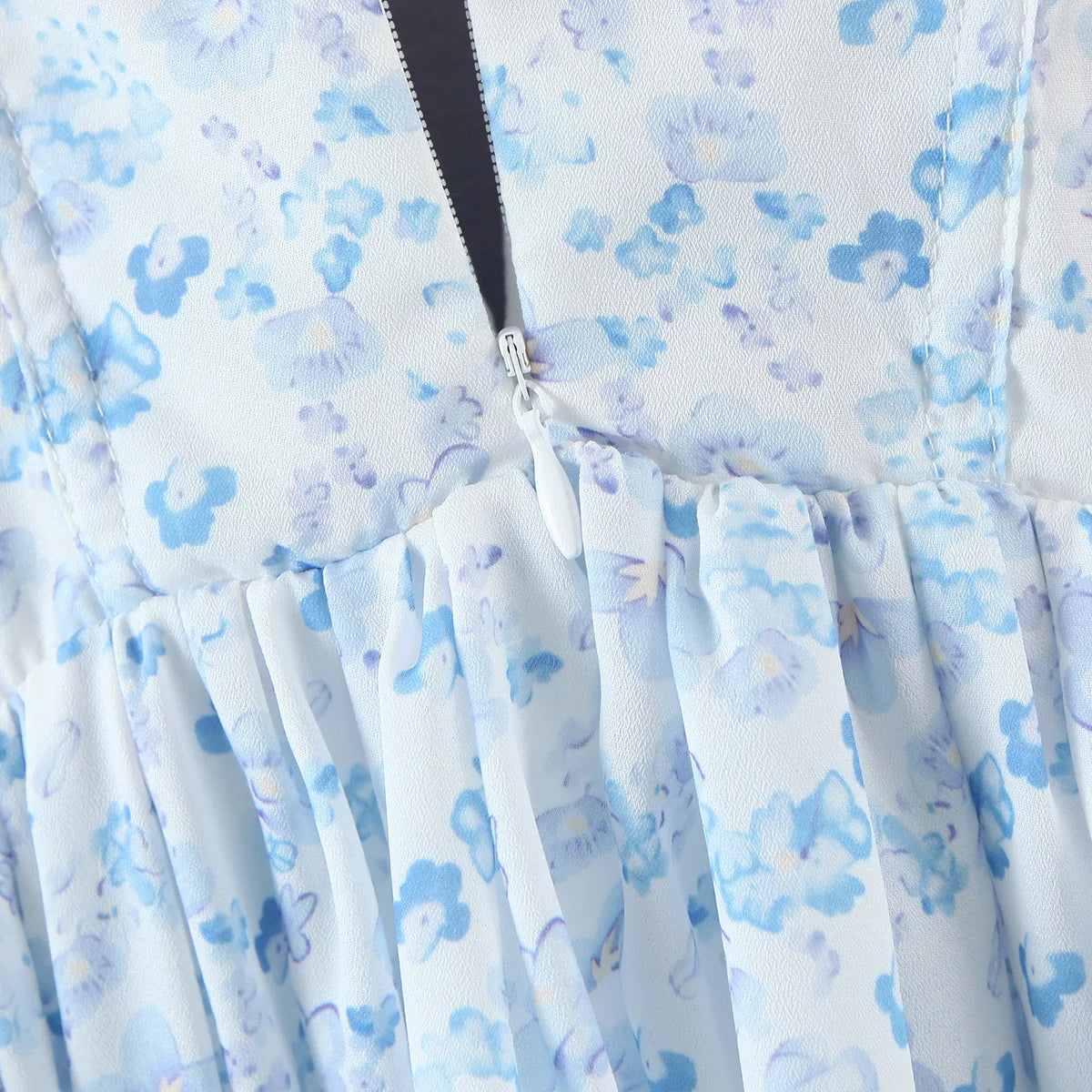 2022 Women Retro Slit V neck Corset Tie Bow Strap Dress Floral Print Chiffon Wood ears Ruffle Hem Cake Mini Party Dresses Robe