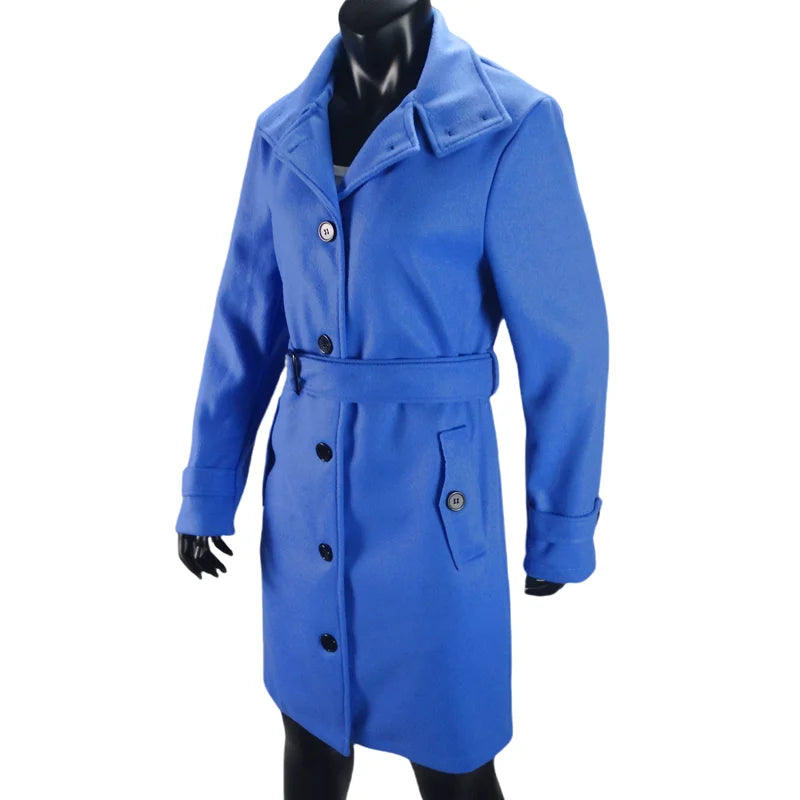 Wool Blend Women's Coat Outerwears Winter Warm Female Jackets Single Breasted Turn-down Collar Long Women's Clothes