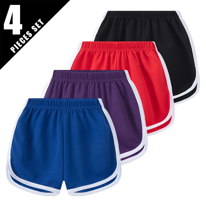 1/4Pcs Children's Summer Quick-drying Solid Color Sports Hot Pants Boys And Girls Leisure Sports Comfortable Elastic Waist Short