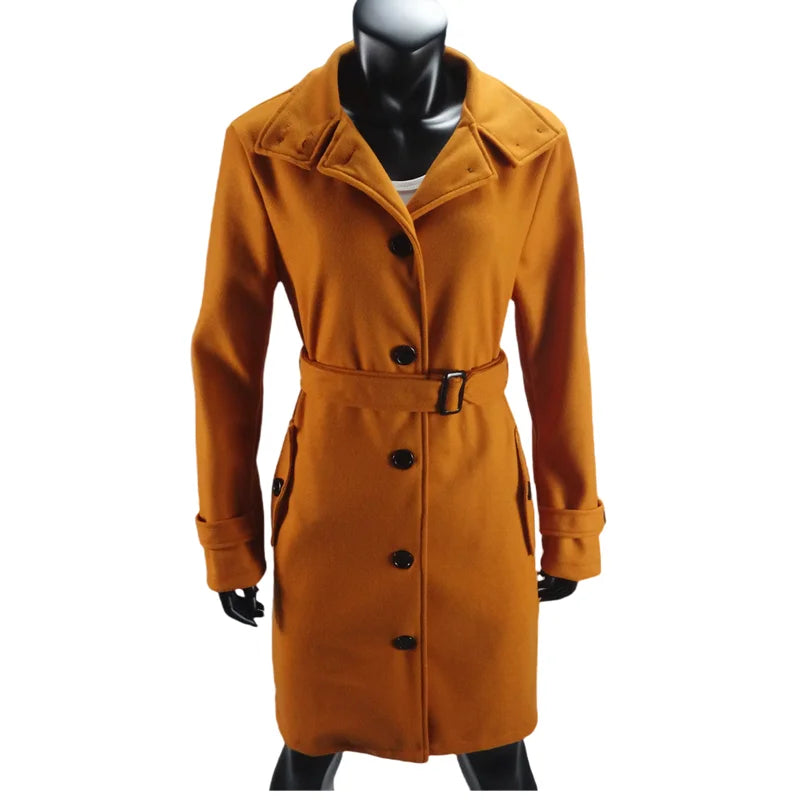 Wool Blend Women's Coat Outerwears Winter Warm Female Jackets Single Breasted Turn-down Collar Long Women's Clothes