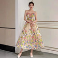 Sweet Fairy Flowers Evening Dresses Sexy Strapless Tea-length Prom Dress New Elegant A Line Robe Soiree Longue Customized