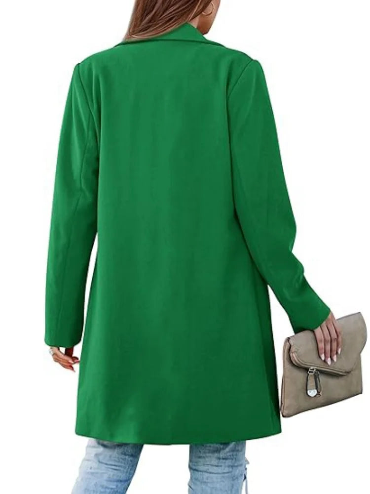 Woolen Ladies Jackets Lapel Trench Coat Autumn One Button Street Coats Fashion Women's Clothing