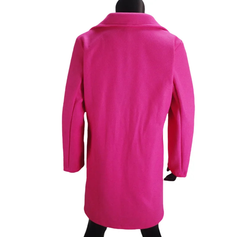 Woolen Ladies Jackets Lapel Trench Coat Autumn One Button Street Coats Fashion Women's Clothing