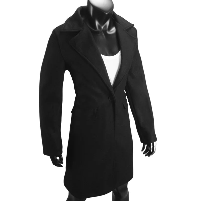 Woolen Ladies Jackets Lapel Trench Coat Autumn One Button Street Coats Fashion Women's Clothing