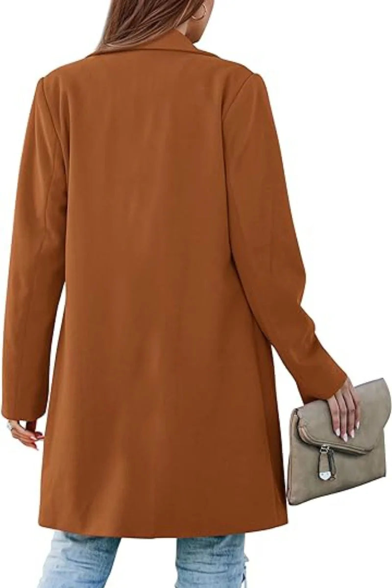 Woolen Ladies Jackets Lapel Trench Coat Autumn One Button Street Coats Fashion Women's Clothing