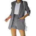 2026 Elegant Two Piece Blazer Suit Sets Women OL Office Sets Slim Cardigan Blazer Shorts Solid 2 Piece Set Casual Blazers Set