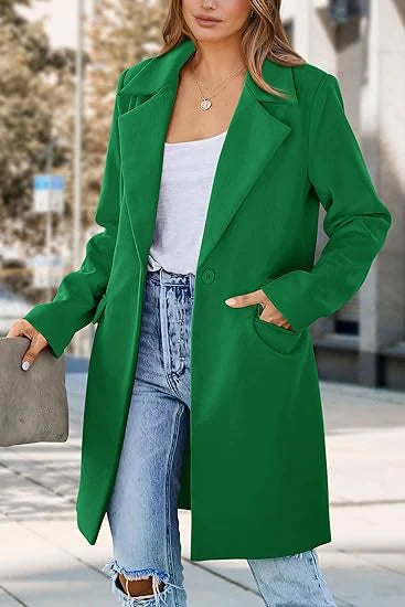 Woolen Ladies Jackets Lapel Trench Coat Autumn One Button Street Coats Fashion Women's Clothing